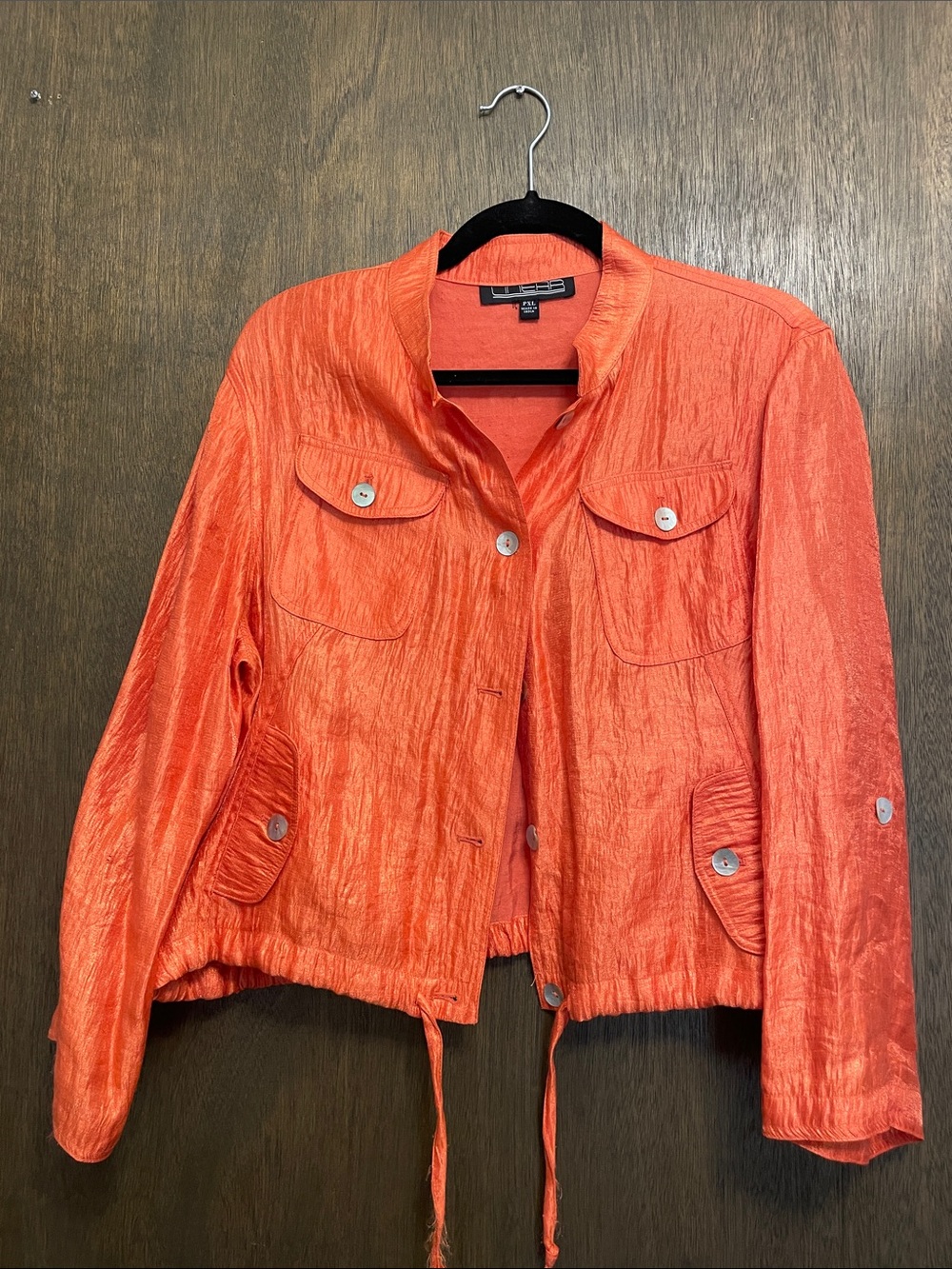 Linear Crop Drawstring Utility Jacket